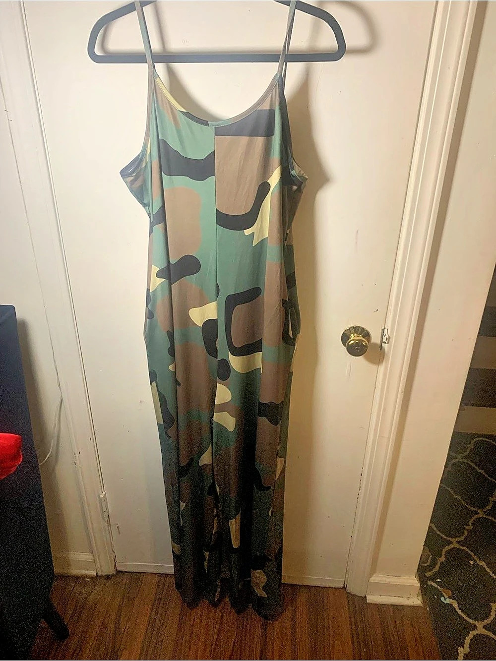 SHEIN Curve Camouflage Print Spaghetti Strap Jumpsuit Curve Camo Spaghetti Strap